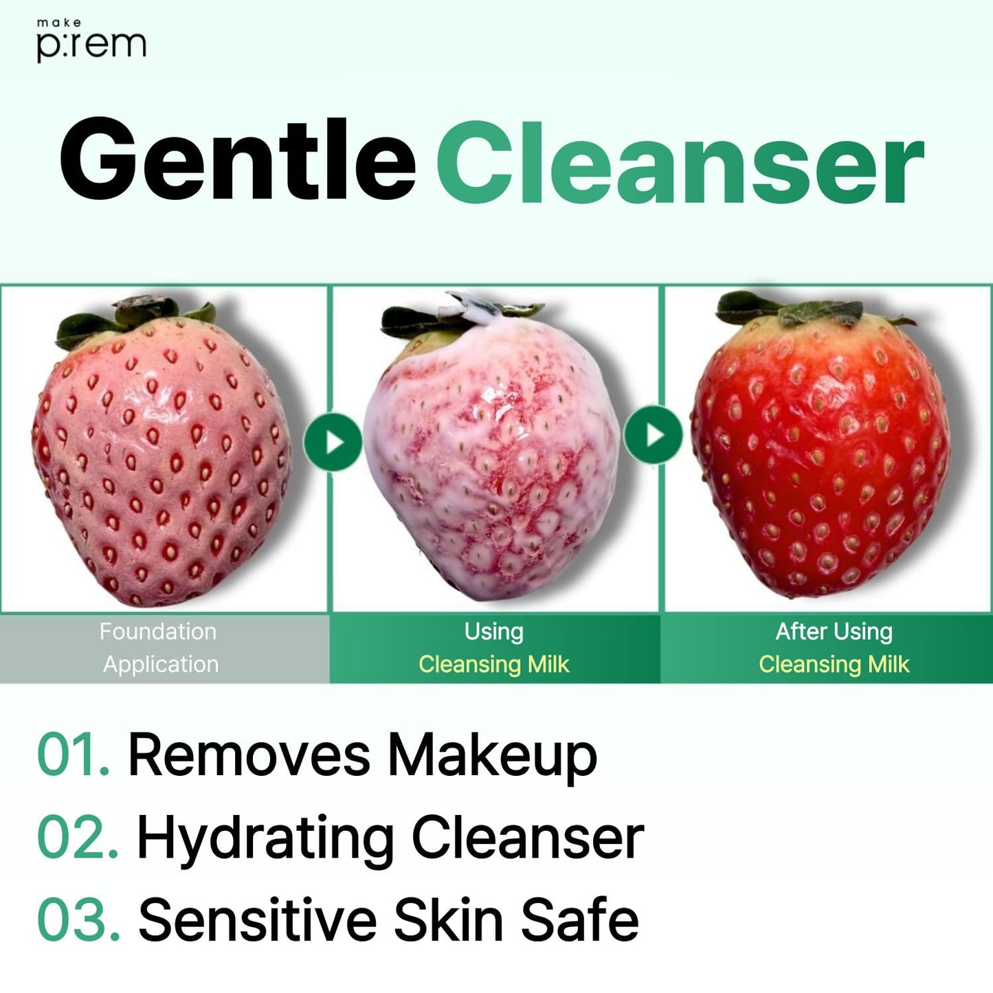 MAKE P:REM Safe Me Relief Moisture Cleansing Milk - Hydrating Face Wash, Gentle Milk Cleanser for Sensitive Skin with Soy Protein, Korean Face Wash