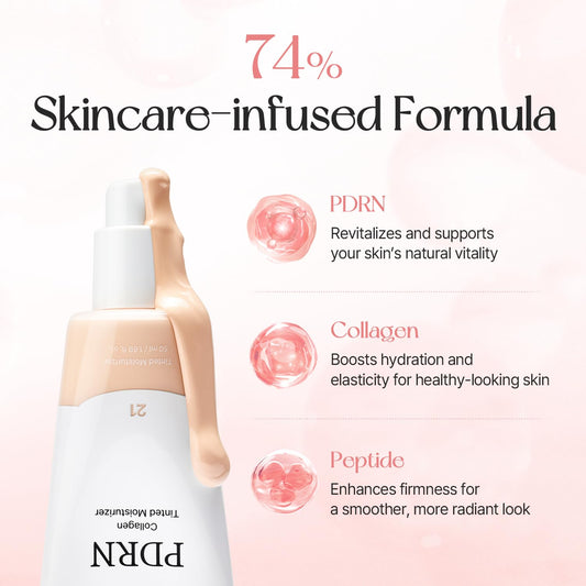 mixsoon PDRN Collagen Tinted Moisturizer Korean Glass Skin (No. 23 Aura) - Skincare-Infused Base with Rice PDRN & Peptides, 24H Vibrant Glow & Luminous Hydration, 10 Shades