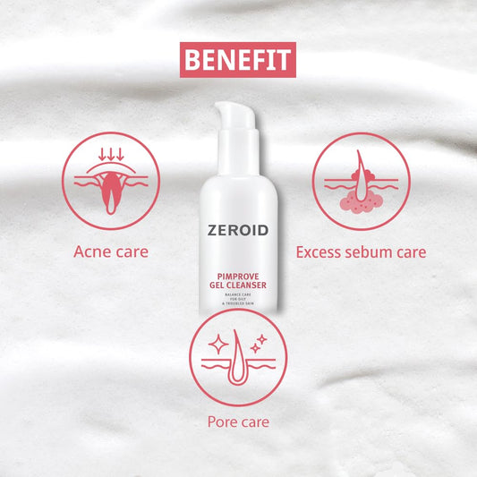ZEROID Pimprove Gel Cleanser - Gentle Face Cleanser Face Wash for Sensitive Skin, Balanced Care for Oily & Troubled Skin, Acne-Prone Skincare