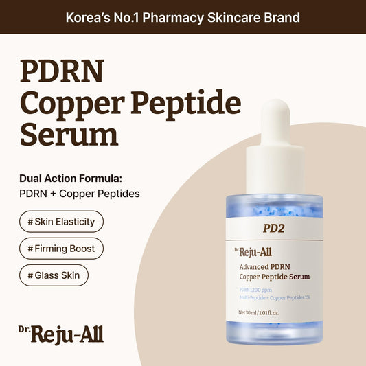 Dr.Reju-All Advanced PDRN Copper Peptide Serum – GHK-Cu with PDRN Serum for Face – Copper Peptides for Firming & Skin Elasticity – with Hyaluronic Acid & Hydrolyzed Collagen Peptides