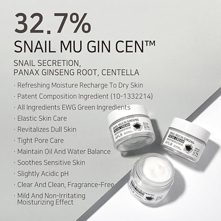 APLB Snail Mucin Ginseng Facial Cream - SNAIL MU GIN CEN, stimulates collagen production, helping to improve skin elasticity and firmness. Witness the reduction of fine lines and wrinkles