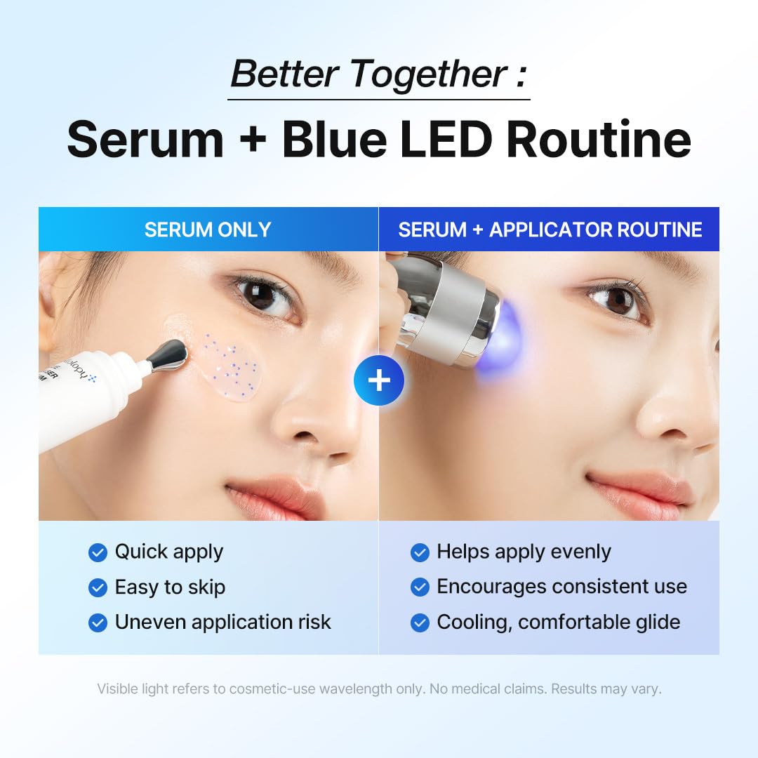 Blue Eraser Serum with Cooling LED Applicator, Tea Tree Calming Serum for Oily Skin & Sensitive Skin, Korean Skincare