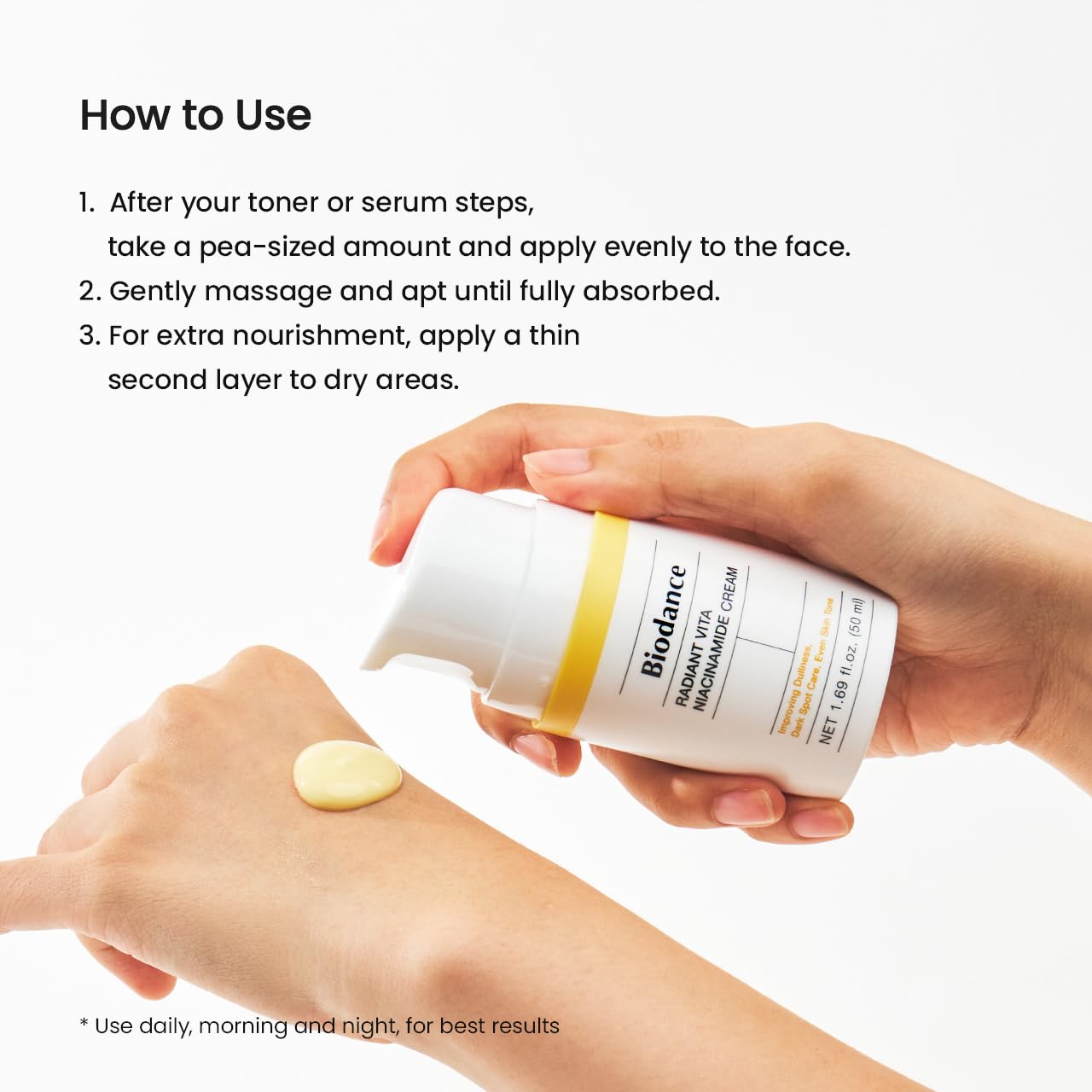 BIODANCE Radiant Vita Niacinamide Cream, Brightening, Dark Spot Correcting, Hydrating Facial Moisturizer with Vitamin C, B12, Korean Skin Care, Self Care Gifts for Women