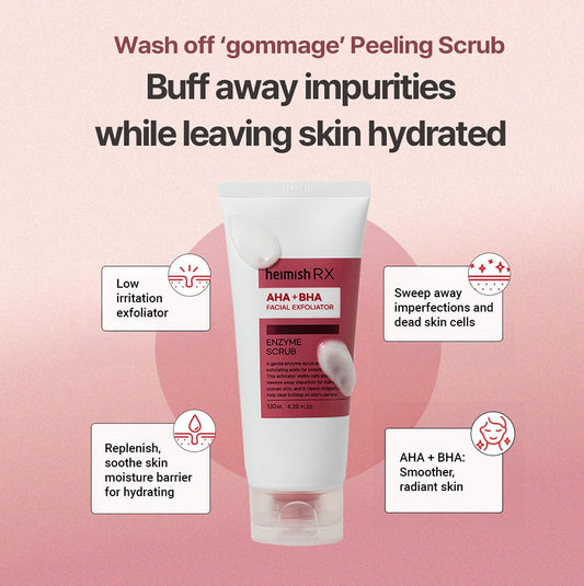 HEIMISH RX AHA BHA Enzyme Scrub - Facial Exfoliating Scrub, Chemical Exfoliant, Gentle Exfoliator for face with Salicylic Acid, For All Skin Types, Skin Texture Improvement
