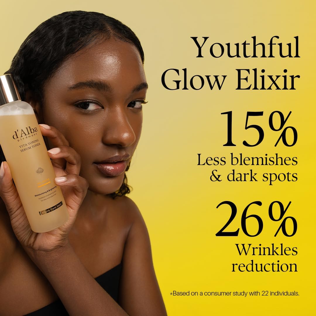 d'alba Piedmont White Truffle Vita Toning Serum Toner, Glass Skin with Double Vitamin Skincare, Face Moisturizer