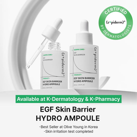 Zipiderm EGF Skin Barrier Serum, Lightweight Hydro Ampoule
