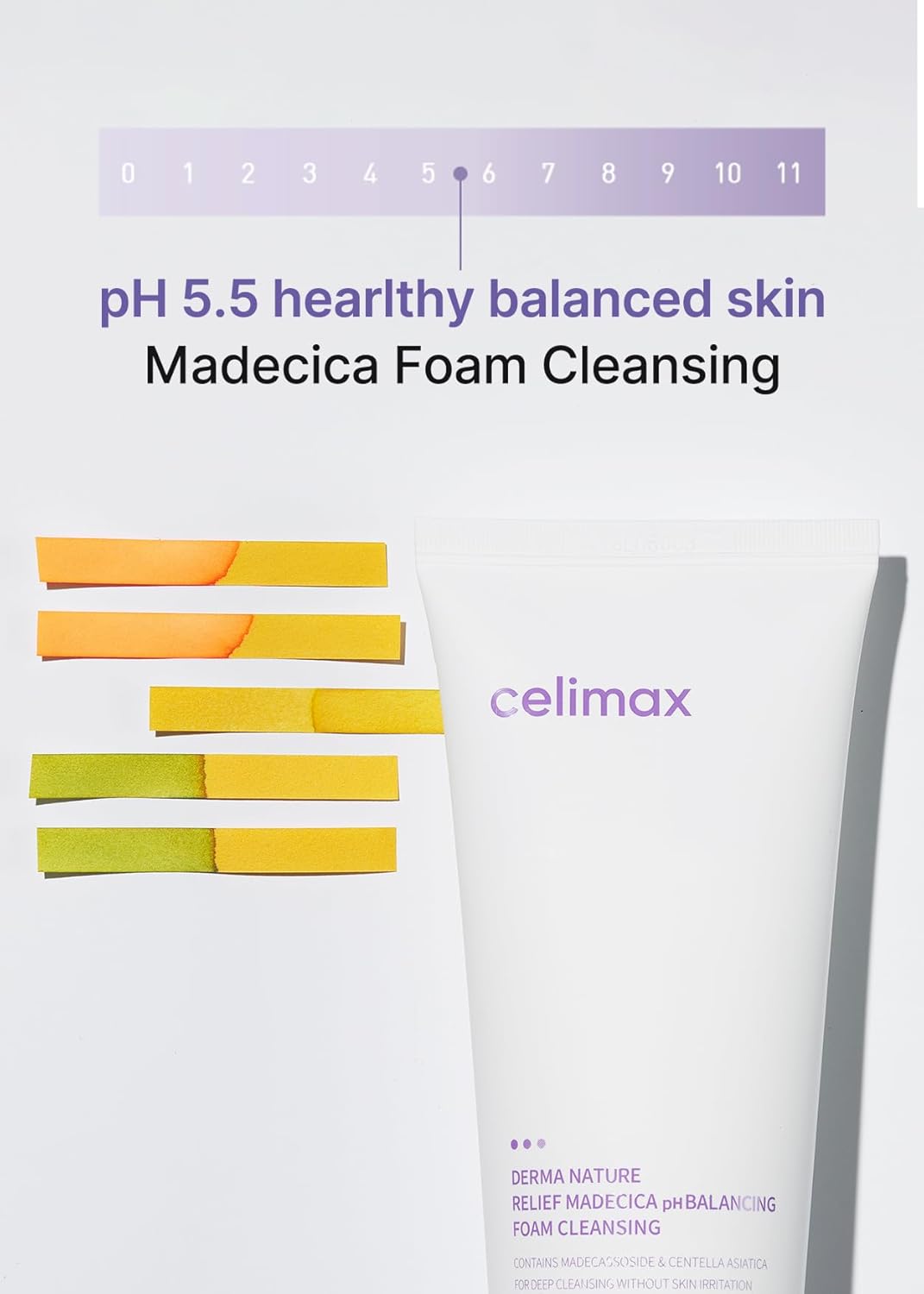 celimax Derma Nature Relief Madecica pH Balancing Foam Cleansing | Foaming Face Wash Cleanser, Hydrating, Soothing, Moisturizing