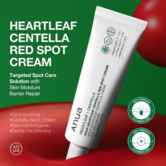 Anua Heartleaf Centella Red Spot Cream, Face Moisturizer for Skin Relief, Niacinamide, Panthenol, Cica Calming Care, Barrier Strengthening, Non-Comedogenic, Korean Skincare