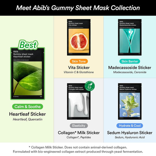 Abib Gummy Sheet Mask Milk Sticker 1 Sheets (Elasticity) Korean Face Mask for Sensitive Skin, Soothing & Redness Relief, Daily Skincare Treatment, K-Beauty Sheet Mask