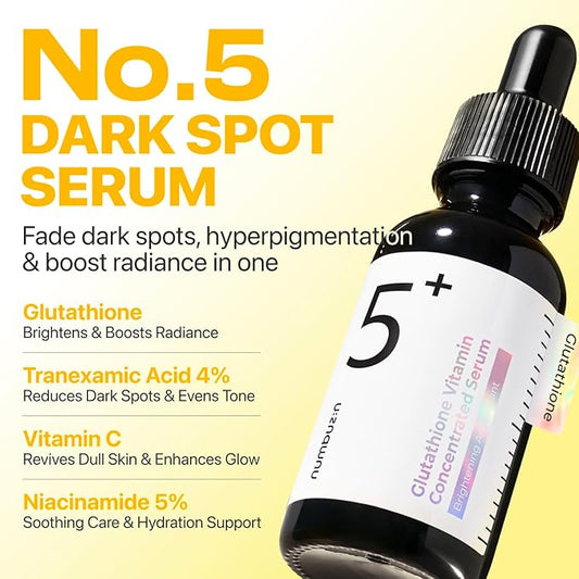 numbuzin No.5 Vitamin Concentrated Serum - Dark Spot Care, Glutathione & Vitamin Serum, Tranexamic Acid 4%, Niacinamide 5%, for a Radiant-Looking Glow