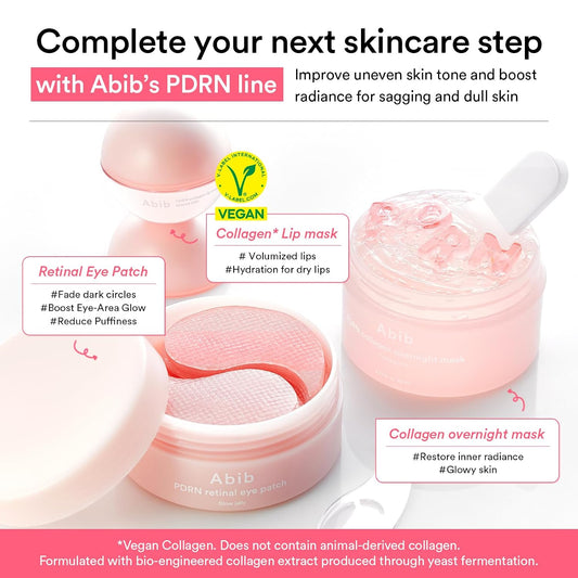 Abib Pink Me Up PDRN 3 Step Glow Kit, Overnight Firming Jelly Mask, PDRN Retinal Eye patches, PDRN Lip Mask, Korean Skincare Set
