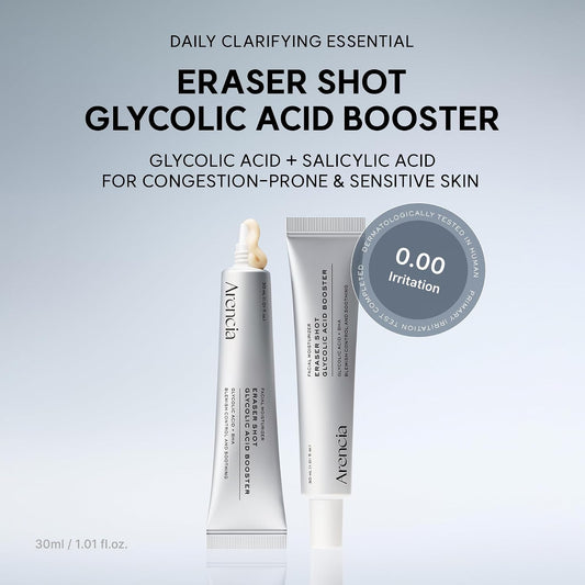 Arencia Eraser Shot Serum Glycolic Acid Booster with AHA BHA - Exfoliating Face Serum for Pore Care & Texture Refining, Lightweight Daily Skincare