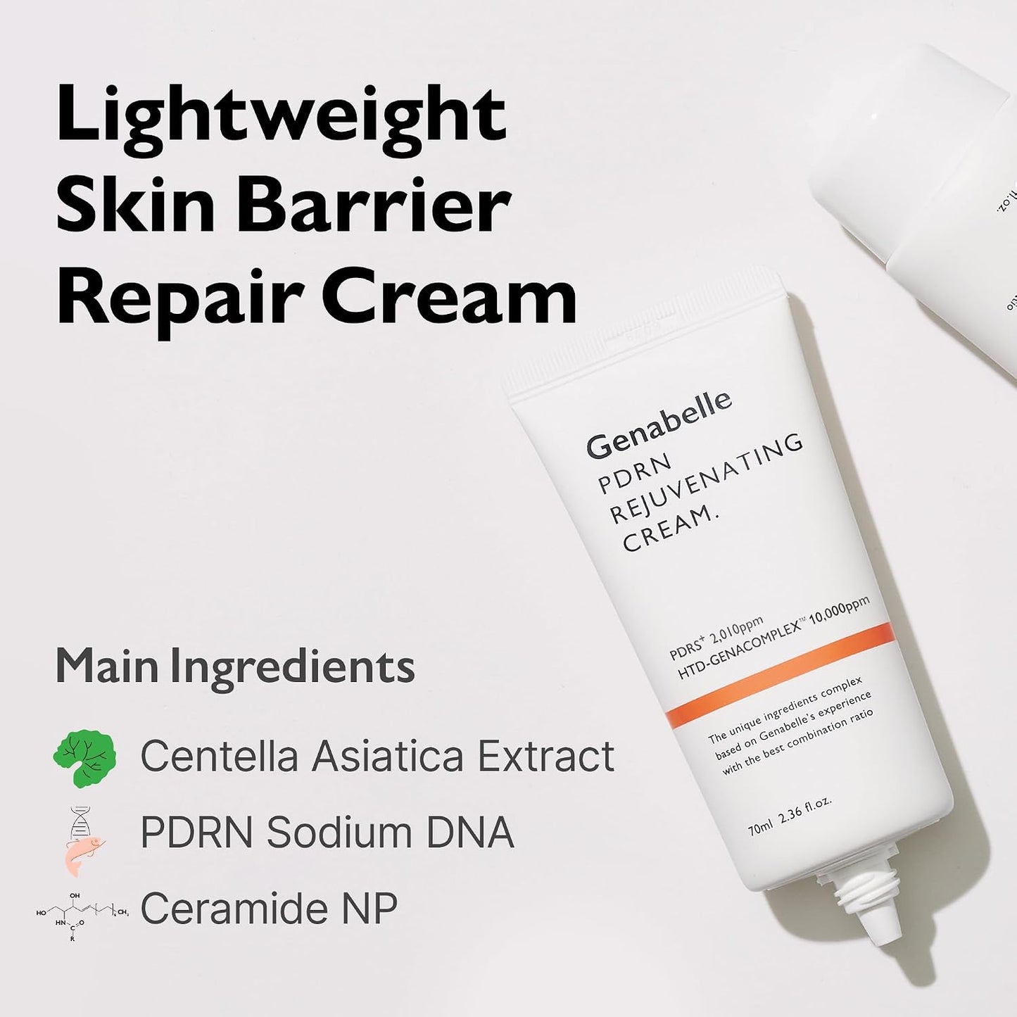 Genabelle PDRN Rejuvenating Cream - 1,000ppm PDRN Salmon DNA and Patented HTD-GENACOMPLEX for Skin Elasticity, Glass Skin - Ceramide and Tripeptide-1 Face Moisturizer