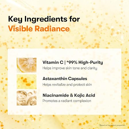 VT COSMETICS Vitamin C Astaxanthin Serum, Lightweight Glow Facial Serum for Radiant-Looking Skin, Even Skin Tone with Vitamin C, Astaxanthin, Niacinamide