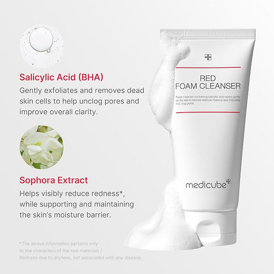 medicube Red Foam Cleanser - Daily Gentle Cleansing Foam for Sensitive & Troubled Skin, Deep Cleansing Impurities & Excess Sebum Control