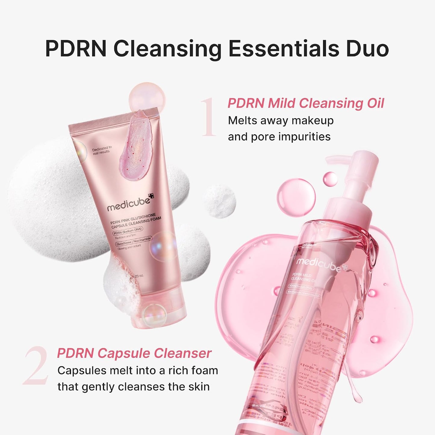 Medicube Cleansing Oil PDRN Mild for Uneven Tone Care, PDRN Watery Cleanser for Pore & Sebum Care, Waterproof Makeup & SPF Remover, Low irritation, Korean Skin Care
