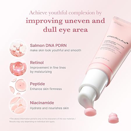 medicube Eye Serum with Salmon DNA PDRN & Pink Peptides | 99% Purity Retinol for Fine Lines | PDRN & Niacinamide for Uneven Skin Tone