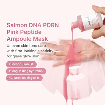 medicube PDRN Pink Peptide Ampoule Sheet Mask (1 mask)-Sheet Mask for Uneven Skin Tone Care - Glow & Hydration, Korean Skincare, 23ml