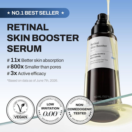MEDITHERAPY Retinal Skin Booster Serum, Retinaldehyde, Niacinamide, Cica, Korean Hydrating Face & Body Serum for Dull, Uneven Skin, All Skin Types, K-Beauty