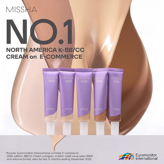 MISSHA M Perfect Cover Serum BB Cream No.23 Natural Beige (Mini) -Light/Medium with Cool/Neutral Undertone, Skin Tint, Tinted Moisturizer, Skin Care Foundation Makeup