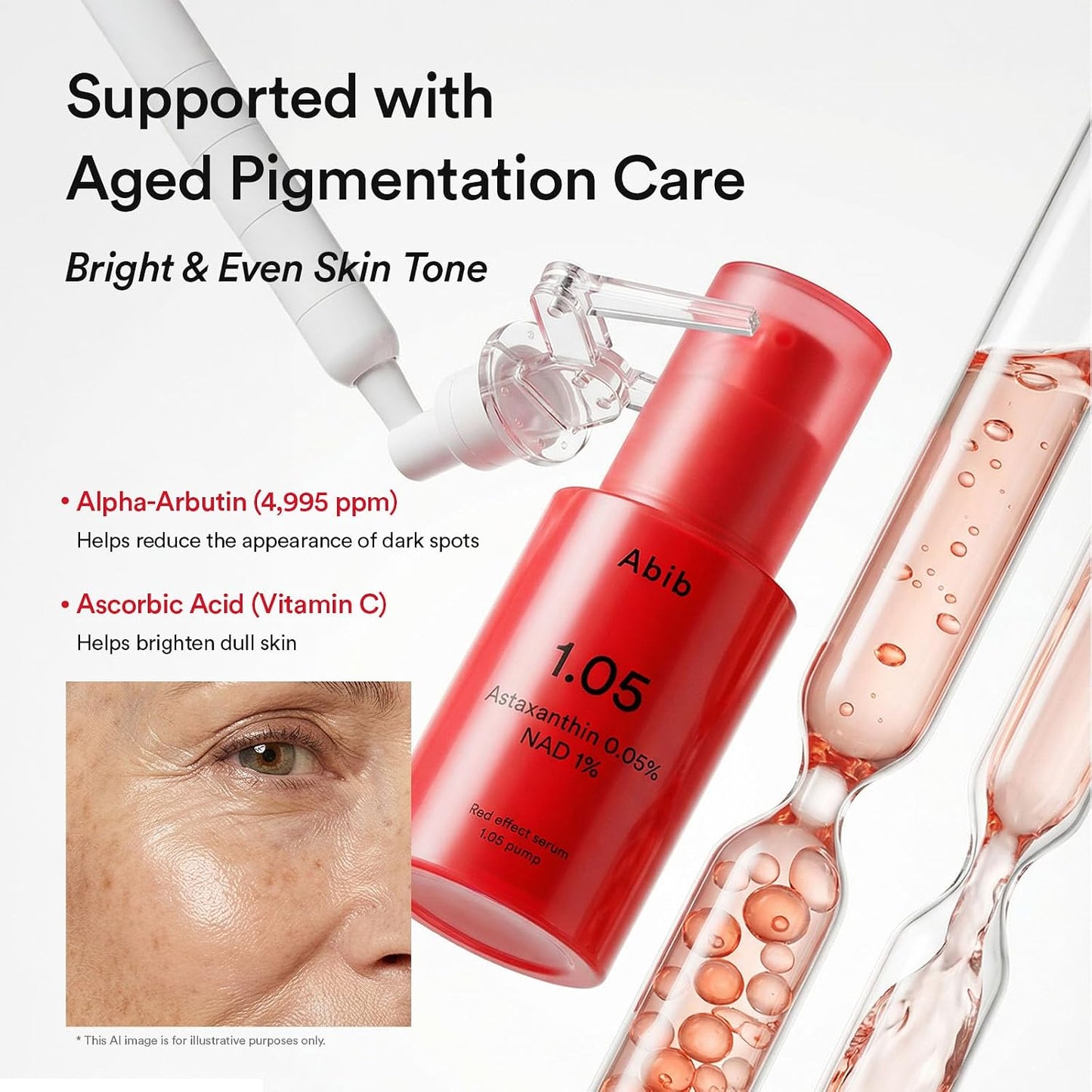 Abib ASTA-NAD Red Effect Serum 1.05 Pump – NAD+ 1% & Astaxanthin 0.05% Anti-Aging Face Serum | 168-Hour Antioxidant Care | Korean Skincare