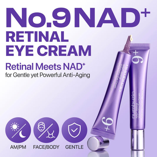 numbuzin No.9 NAD+ Retinal Volumetox Eye Cream, Anti-Aging Treatment for Wrinkles, Fine Lines, Dark Circles & Dark Spots, Gentle Retinal Formula with Peptides & Niacinamide