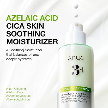 ANUA Azelaic Acid CICA Skin Soothing Moisturizer, Lightweight & Redness Relief, For Acne Prone Skin