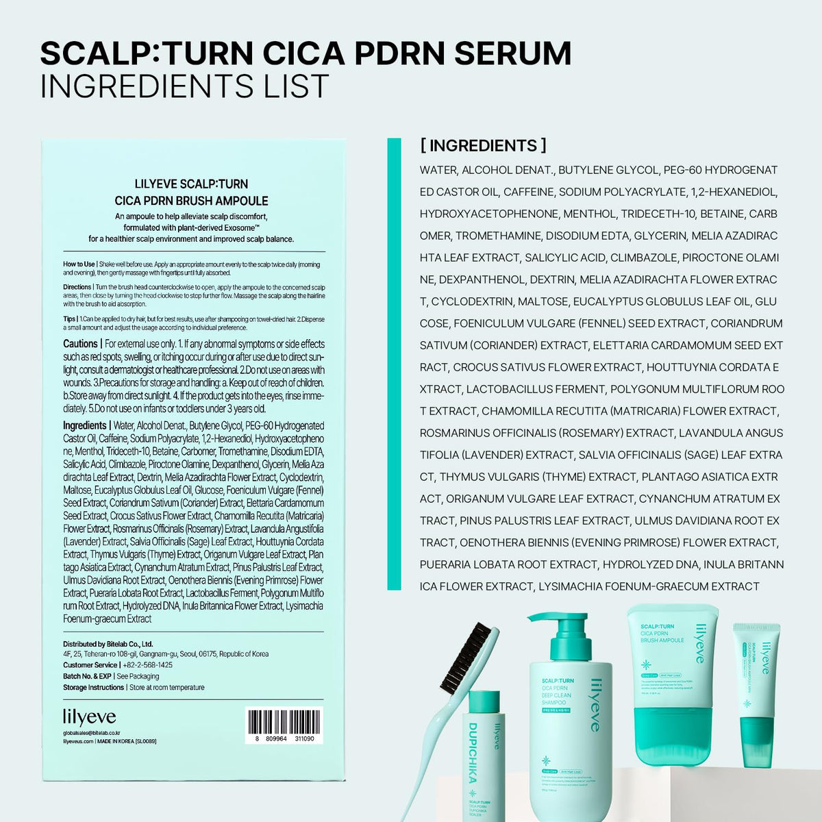 lilyeve SCALPTURN Cica PDRN Scalp Serum with Built-In Brush