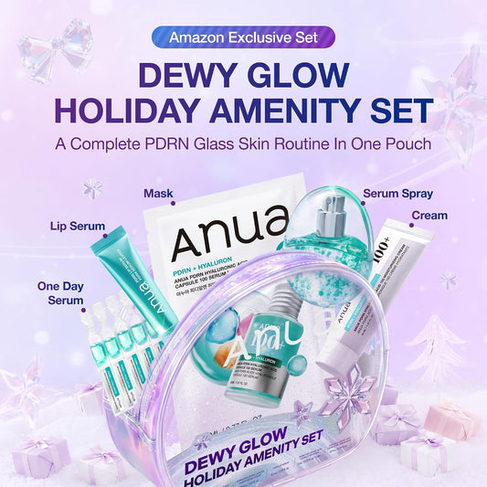 Kit festivo Dewy Glow de ANUA - Kit de cuidado de la piel que hidrata, rellena visiblemente y mejora la elasticidad general de la piel para un cutis de aspecto saludable