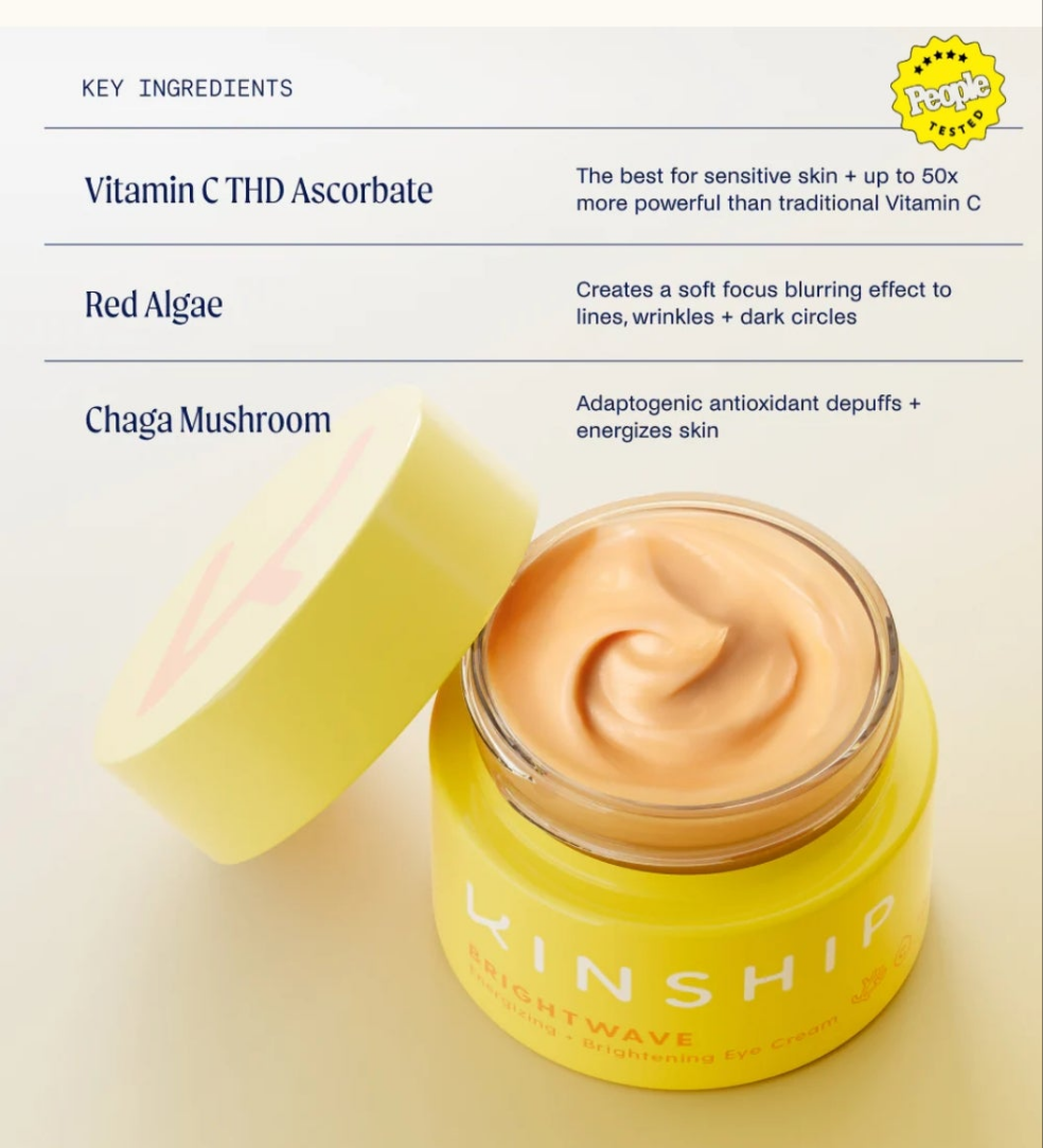 Crema energizante e iluminadora para ojos Kinship Brightwave con vitamina C