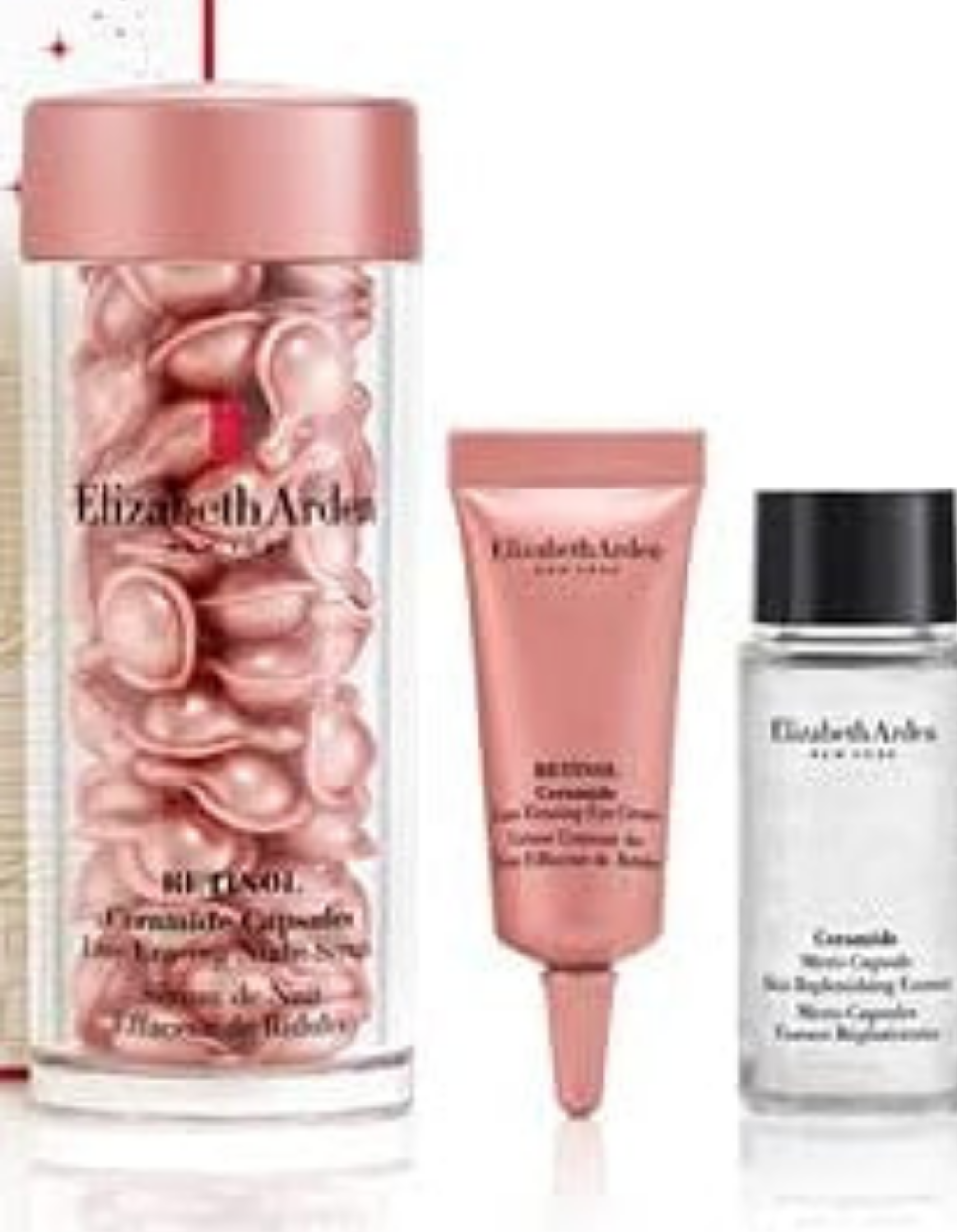 Elizabeth Arden Nightly Performance 60pc Retinol Ceramide Capsules - Helps collagen growth, anti-ages, softens fine lines and boosts elasticity while hydrating and repairing - 3 Piece Skincare Set