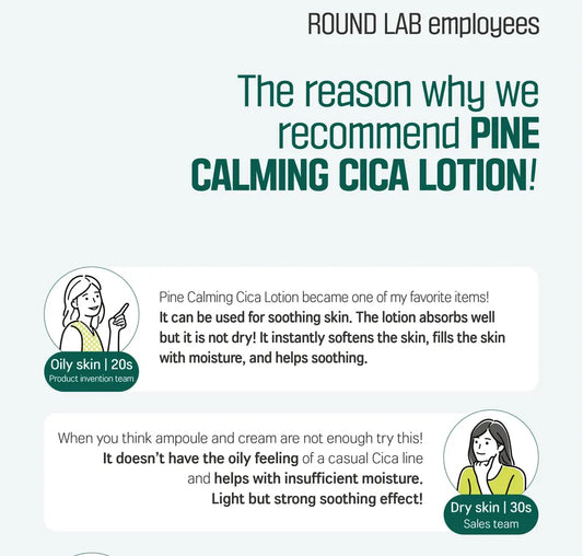 ROUND LAB - Pine Calming Cica Lotion - Enriched with three types of hyaluronic acid for plump and hydrated skin