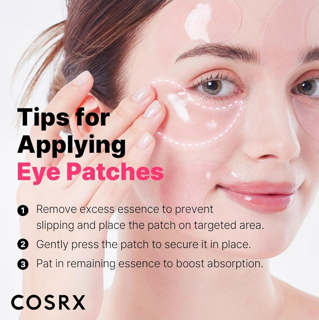 COSRX Peptide Collagen Hydrogel Eye Patch - Puffy Eyes and Dark Circles, Under Eye Mask - 4 powerful peptides and collagen, work to reduce puffiness, hydrate & revitalize - 30 Pairs
