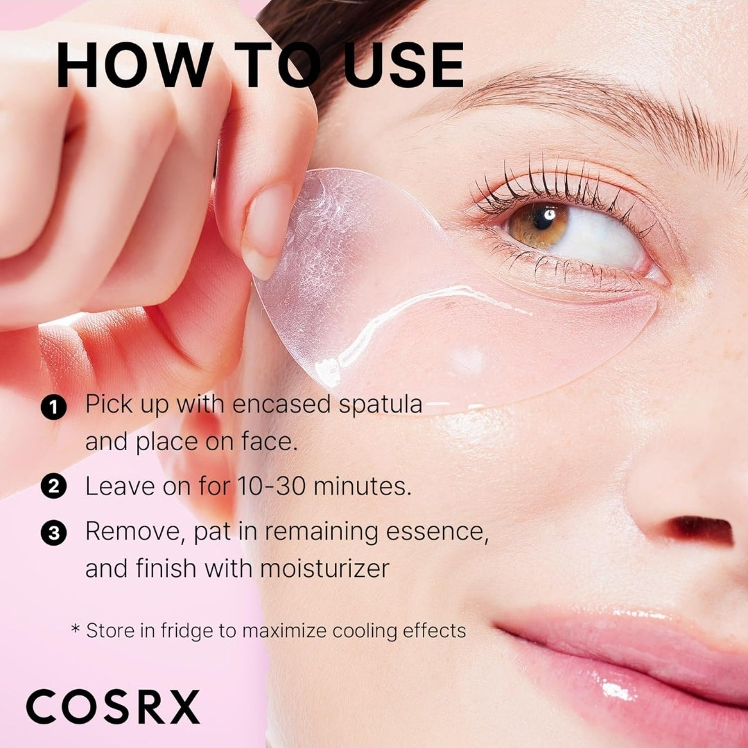 COSRX Peptide Collagen Hydrogel Eye Patch - Puffy Eyes and Dark Circles, Under Eye Mask - 4 powerful peptides and collagen, work to reduce puffiness, hydrate & revitalize - 30 Pairs