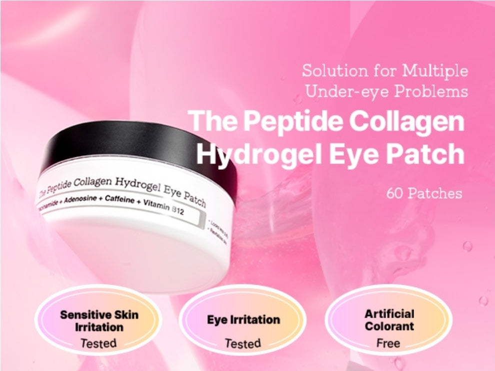 COSRX Peptide Collagen Hydrogel Eye Patch - Puffy Eyes and Dark Circles, Under Eye Mask - 4 powerful peptides and collagen, work to reduce puffiness, hydrate & revitalize - 30 Pairs