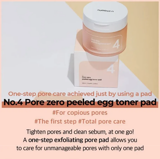 Numbuzin - No. 4 Pore Zero Peeled Egg Toner Pad