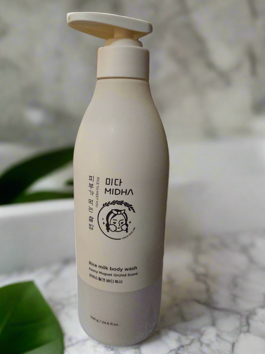 Midha Rice Milk Body Wash - Peony Muguet Orchid Scent - Leaves the skin feeling soft, refreshed, and moisturized