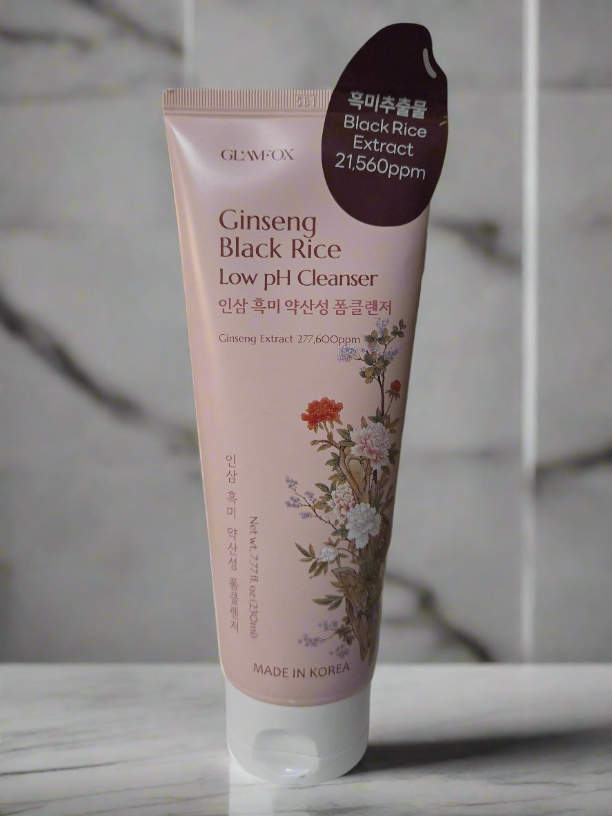 Glamfox Ginseng Black Rice Low PH Cleanser - Removes impurities without irritating, sensitive skin, leaving your skin refreshed and hydrated