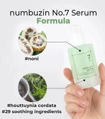 Numbuzin No.7 Soothing Serum - Mild Green Soothing Noni extract and Centella Asiatica, this treatment offers fast and effective relief for reactive or reddened skin