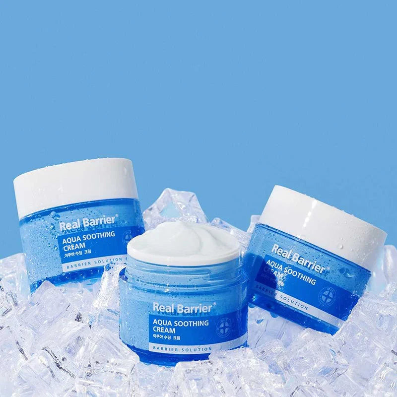 Real Barrier Aqua Soothing Cream 1.7 Fl.Oz. 50ml Hyaluronic Acid Facial Cream| Redness Relief Face Cream for Sensitive Skin | Face Moisturizer for Dry Skin| Calming Chamomile Extract
