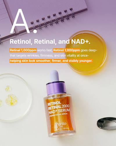 PURITO Retinol 0.1% + Retinal 0.1% Anti-Aging Facial Serum | for Wrinkles, Fine Lines & Firmer Skin | Dual Retinoids with NAD+, Improve Elasticity & Skin Texture