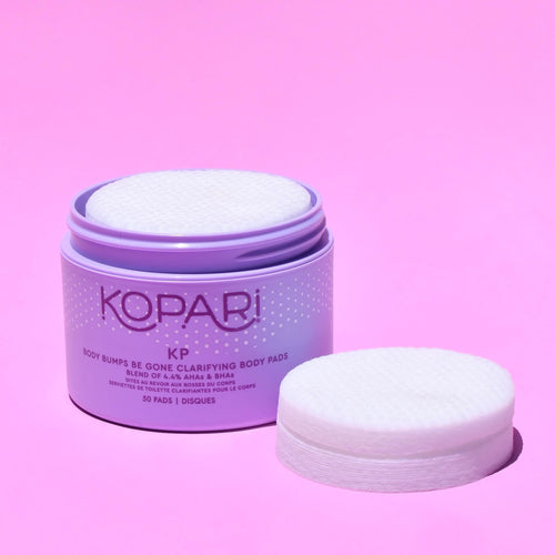 Kopari KP Body Bumps Be Gone - Clarifying Body Pads 4.4% AHA & Aloe Vera - Targets rough texture, dark spots, acne & KP