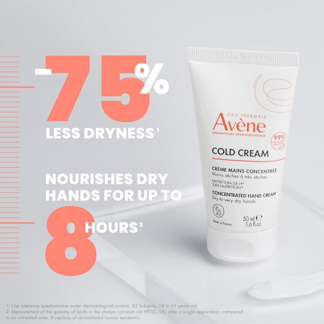 Avene Cold Cream Concentrated Hand Cream - Quick Absorbing for Dry Chapped Hands 1.6 Oz