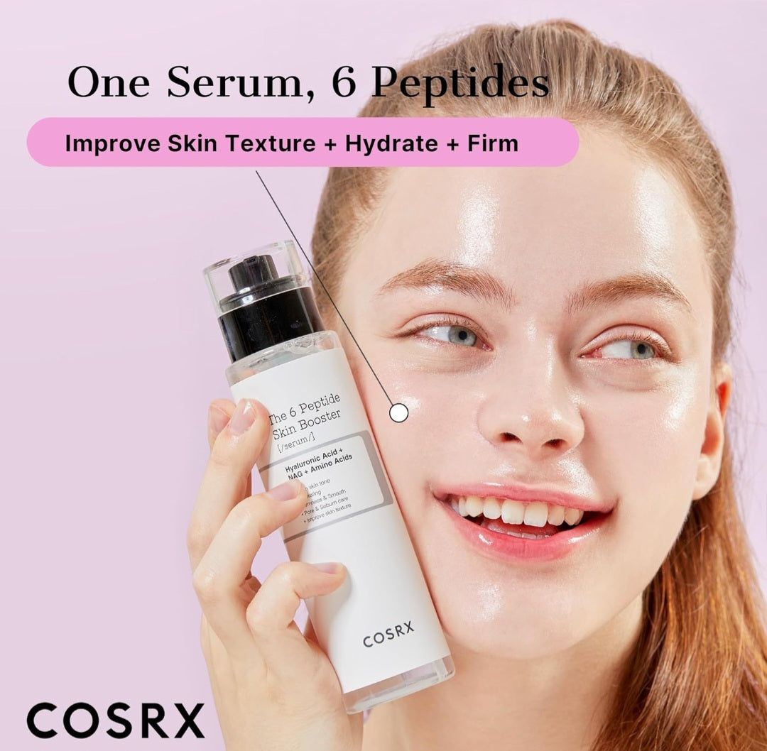 COSRX 6X Peptide Collagen Booster Toner Serum, Niacinamide & Hyaluronic Acid Facial Essence - Reduces hyperpigmentation, control pores, renew skin, calm and alleviate skin, and improve the look of fine lines and wrinkles