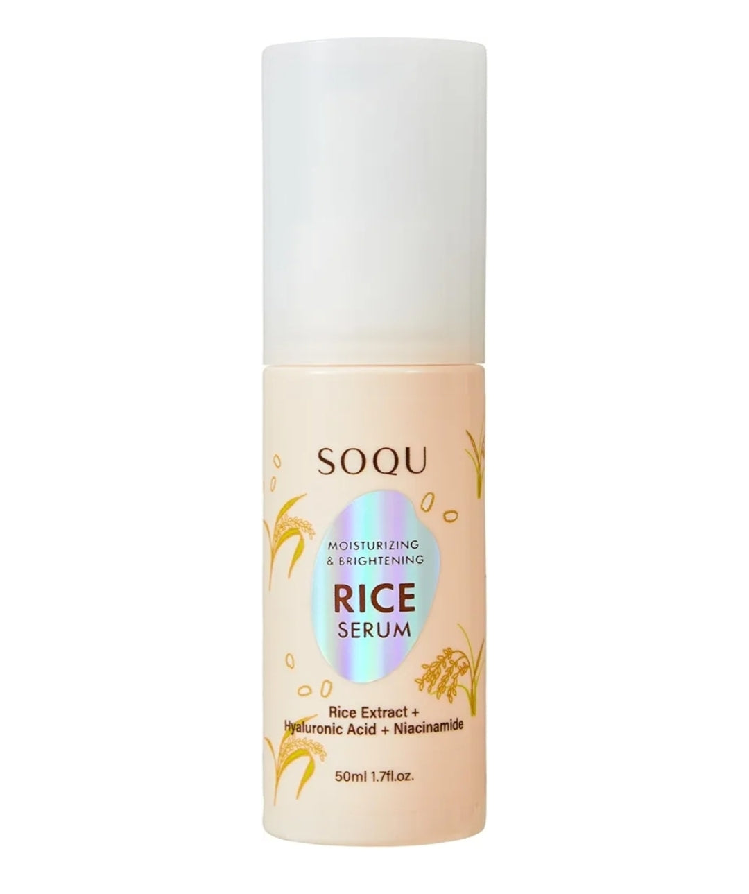 SOQU Moisturizing and Brightening Rice Serum - Moisturizing Facial Rice Serum - With Niacinamide and Hyaluronic Acid - Hydrating, Lightweight Texture, Quick Absorption