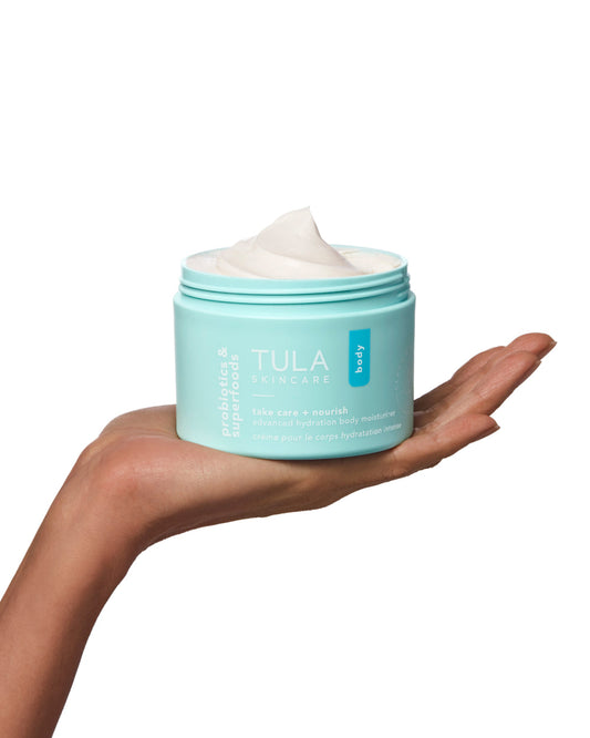 Tula Take Care + Nourish
Advanced Hydration Body Moisturizer - Instantly hydrates skin, leaving a natural, luminous glow that feels soft & supple