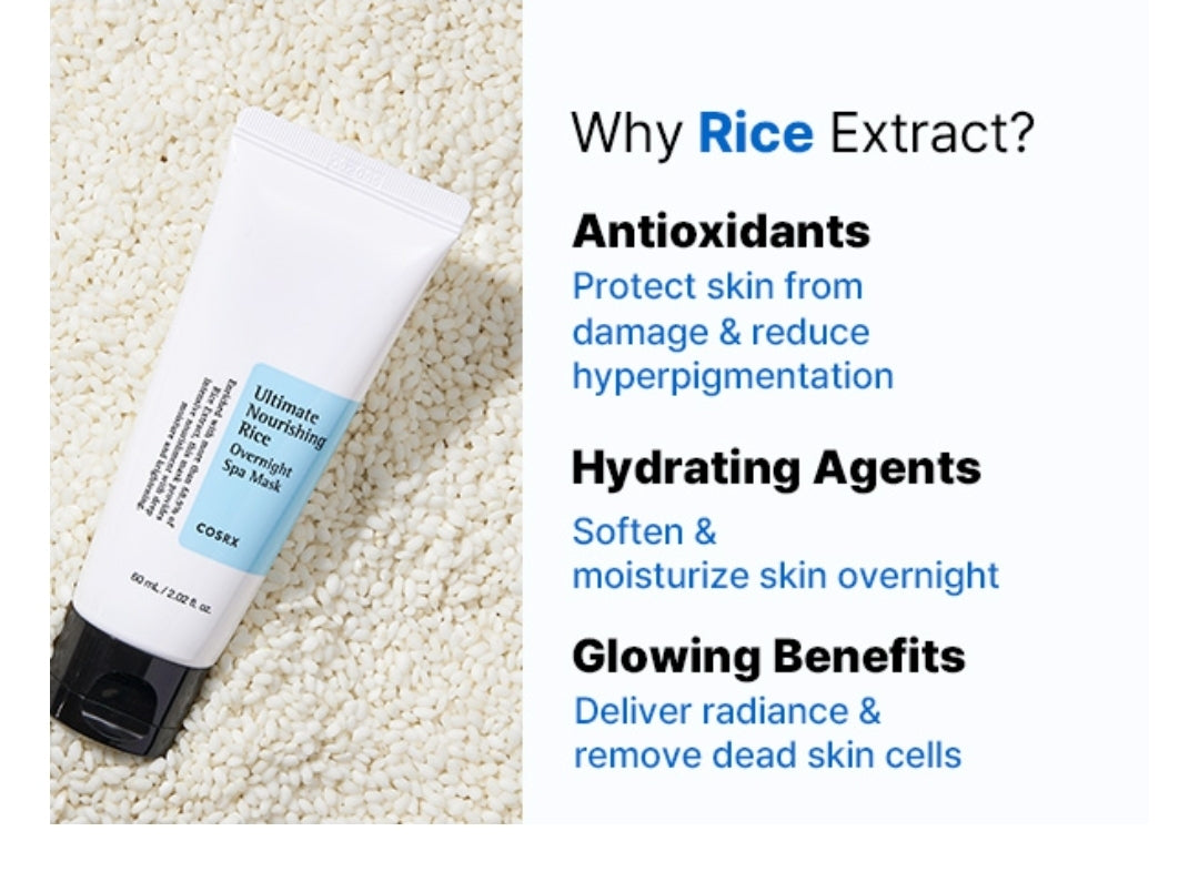Mascarilla de spa nocturna de arroz nutritiva definitiva de COSRX: extracto de arroz al 68 % y niacinamida al 2 %