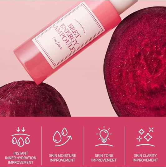 I'm from Beet Energy Ampoule - 81.5% Red Beet Extract, Intensive vitalization care, Micro Squalane Capsules for deeper hydration - Rich in minerals and betaine, radiance, nourishment