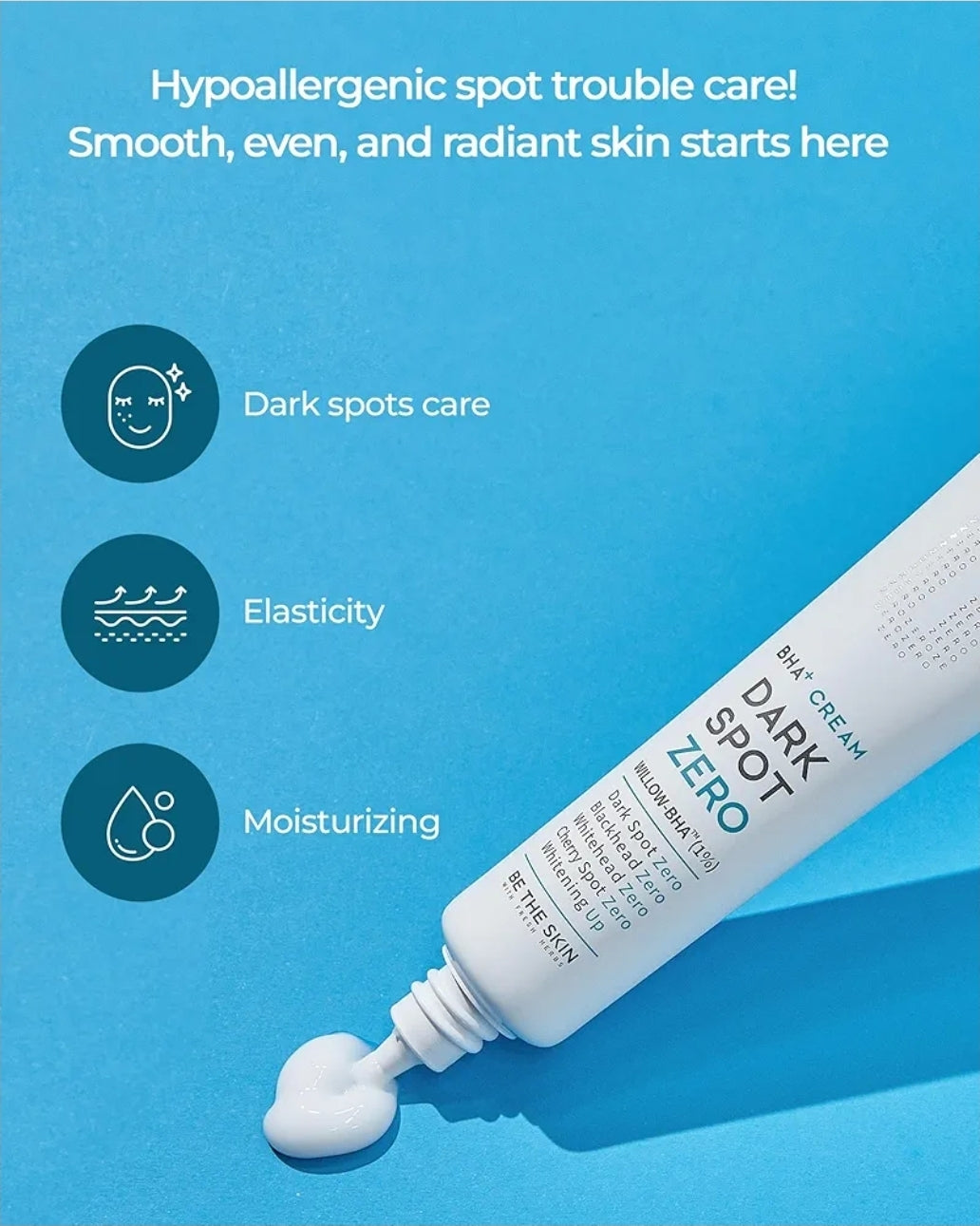 Be the Skin BHA+ Dark Spot Zero Cream - Pore Minimizer Face Moisturizer with Niacinamide, Tranexamic Acid - for Evens Skin Tone, Pore Tightening, Barrier Strenghtening