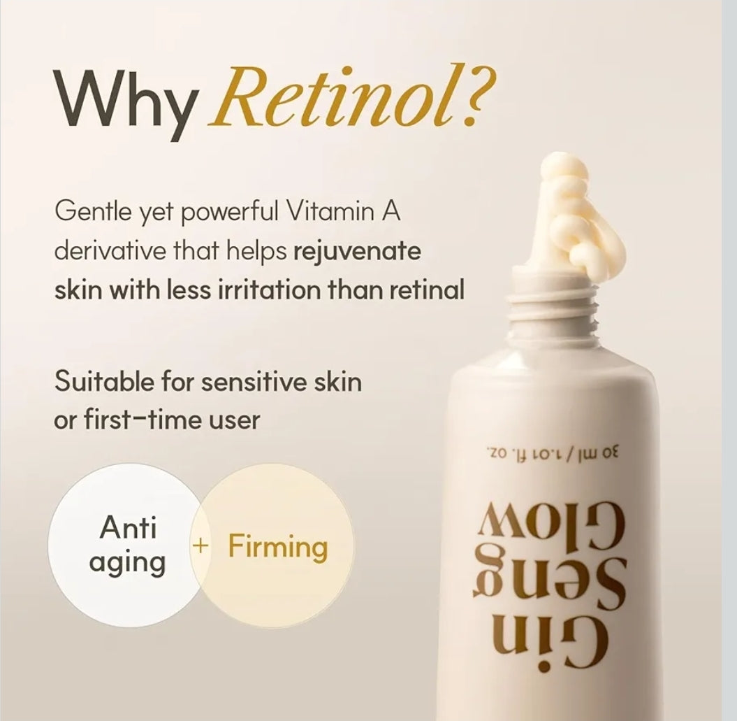 The Face Shop Ginseng Glow Eye Serum - Reduces Visible Dark Circles & Wrinkles, with Korean Ginseng, Retinol, Anti Aging